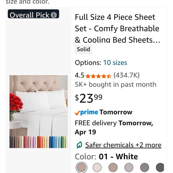 Other - Full Size 4 Piece Sheet Set White Cooling Breathable Bed Sheets Deep Pocket